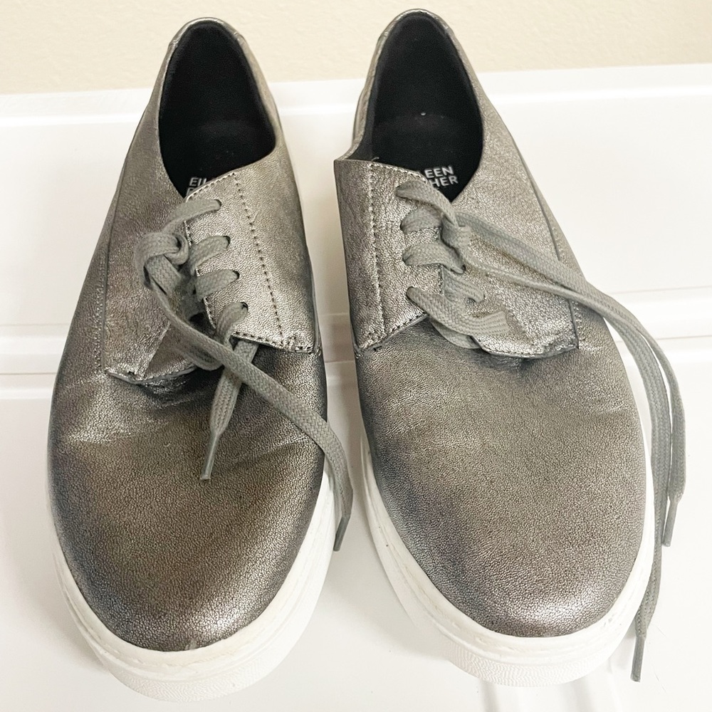 Eileen Fisher Silver Prop Metallic Leather Sneaker